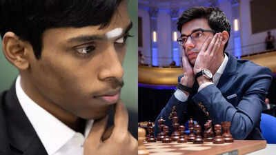 Chess titans Praggnanandhaa and Giri.