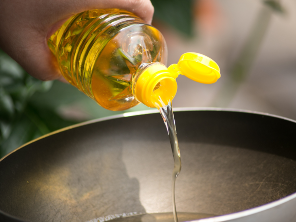 Bottle of vegetable oil with brominated additives